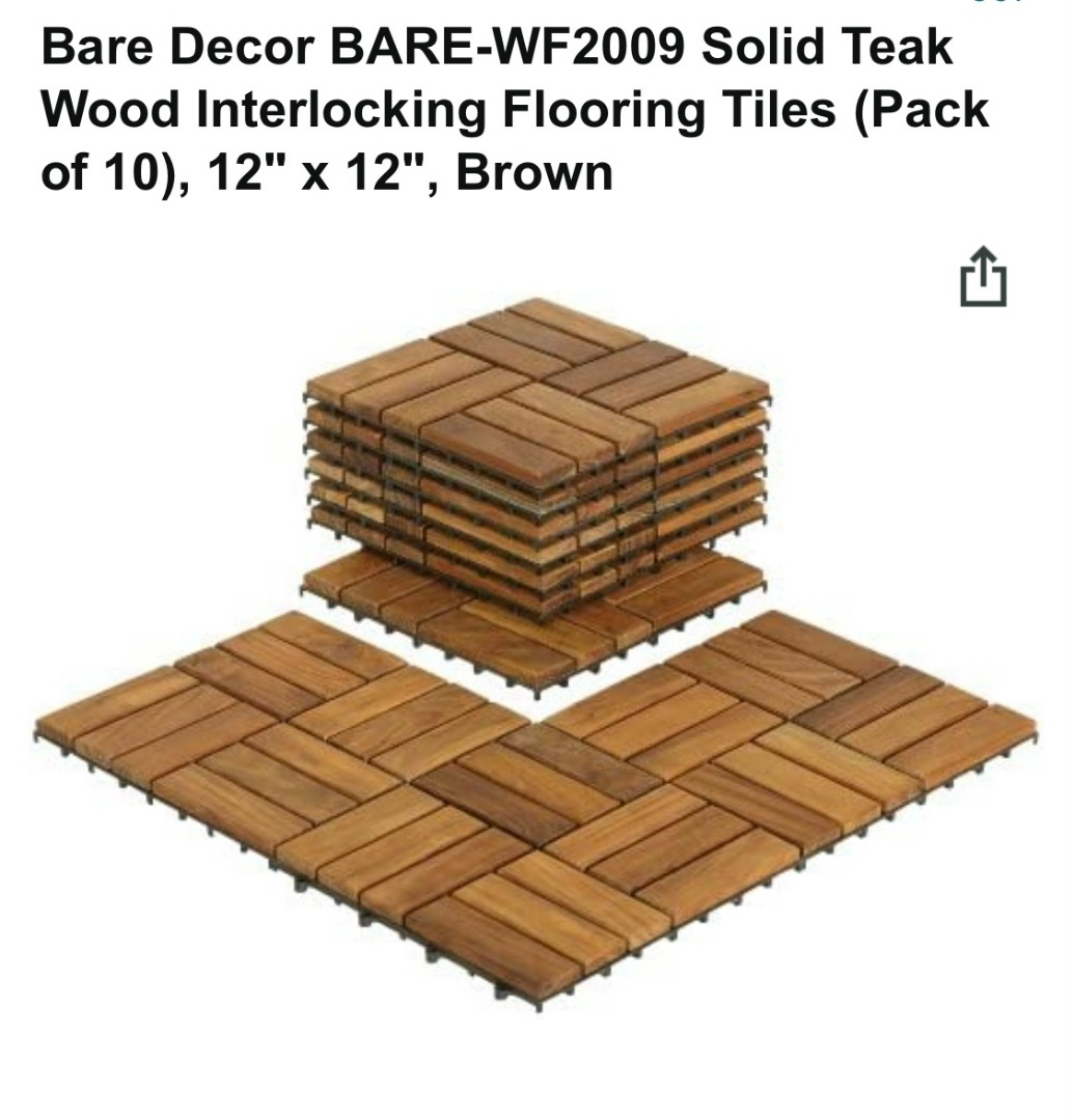 Solid Wood Interlocking floor tiles x 20 pieces, Furniture & Home