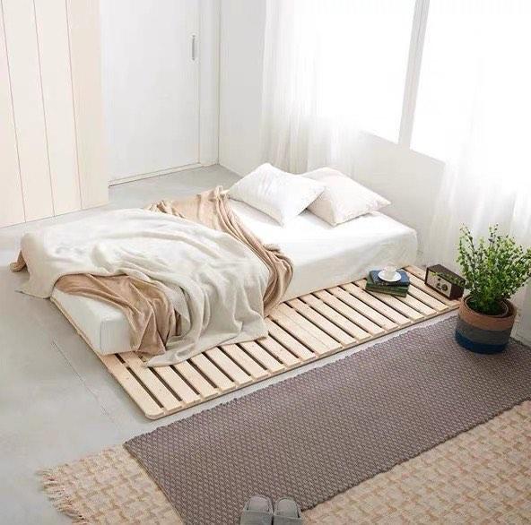 Buy EMOOR Solid Pine Wood Slatted Low Platform Bed Frame KAN SUNOKO For Japanese Futon Mattress Twin Size 38x78in Floor Sleep Tatami Mat