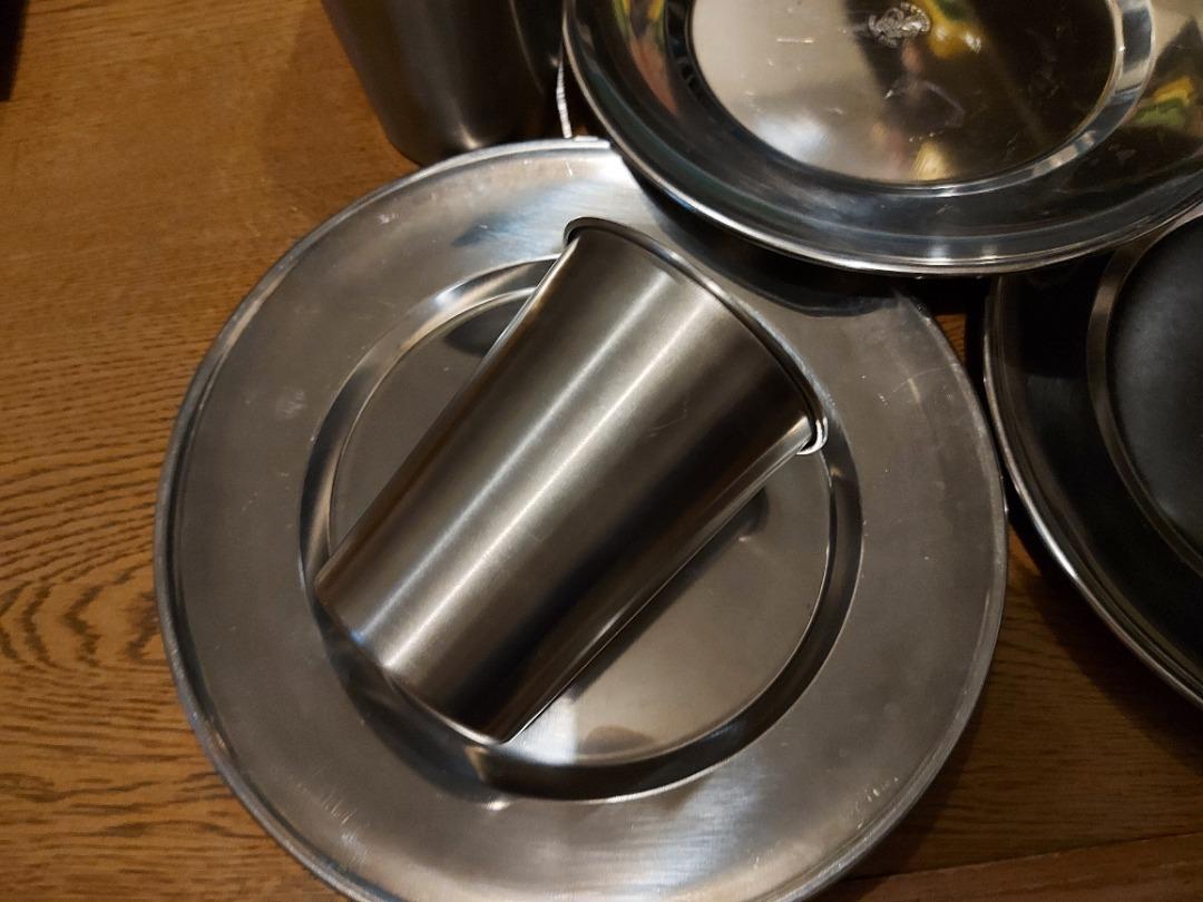 Stainless Steel plates and cups, Sports Equipment, Hiking & Camping on