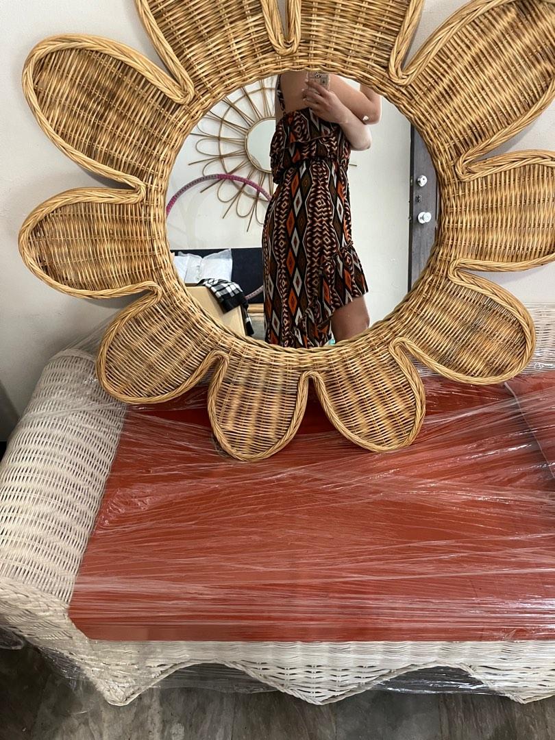 Sun flower design full weaved wicker/ Rattan Wall mirror (Category: Mirrors) located in Paranaque City. Submitted by FLess.ph (Listing ID 1192062601, Image 3). Description: Available on hand!! 18 inches( mirror size ) 36 inches total diameter Php 2980 #wow100 .