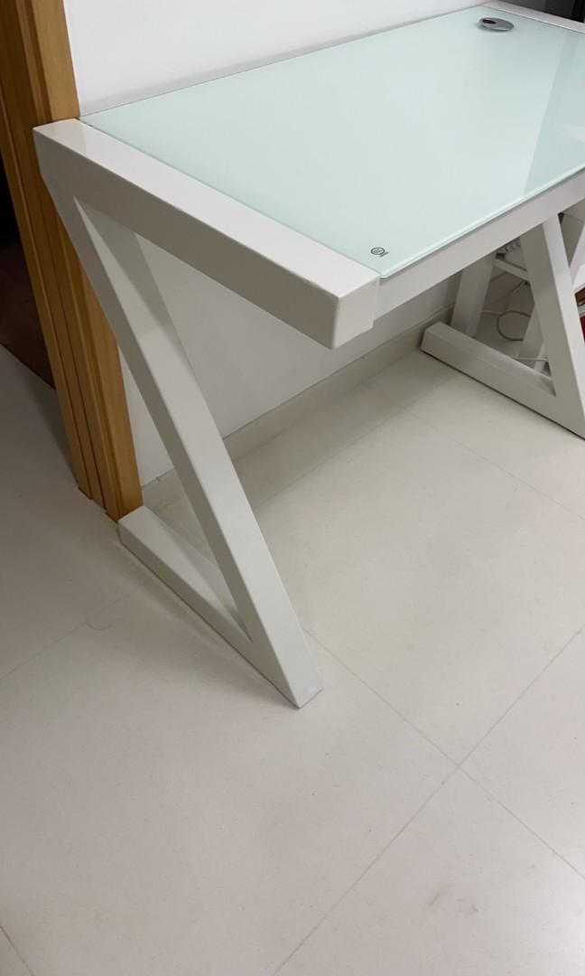 Temperred glass study table, Furniture & Home Living, Furniture, Tables ...