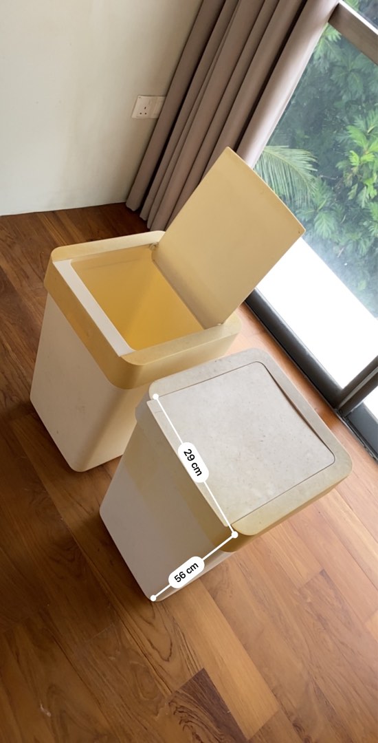 Trash bins x 2 White Ikea well used, Furniture & Home Living, Cleaning
