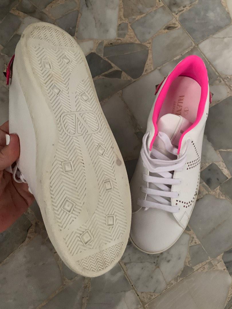 Valentino sneakers in white with hot pink Women s Fashion