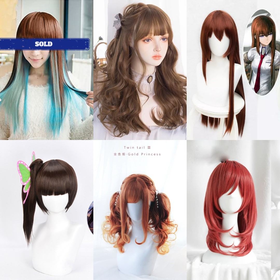 Various wig in shades of brown, maki makise kurisu love live steins gate  harajuku green blue teal demon slayer kanao twintail ponytail wig, Hobbies  & Toys, Memorabilia & Collectibles, J-pop on Carousell