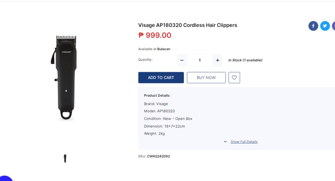 Visage cordless outlet hair clipper