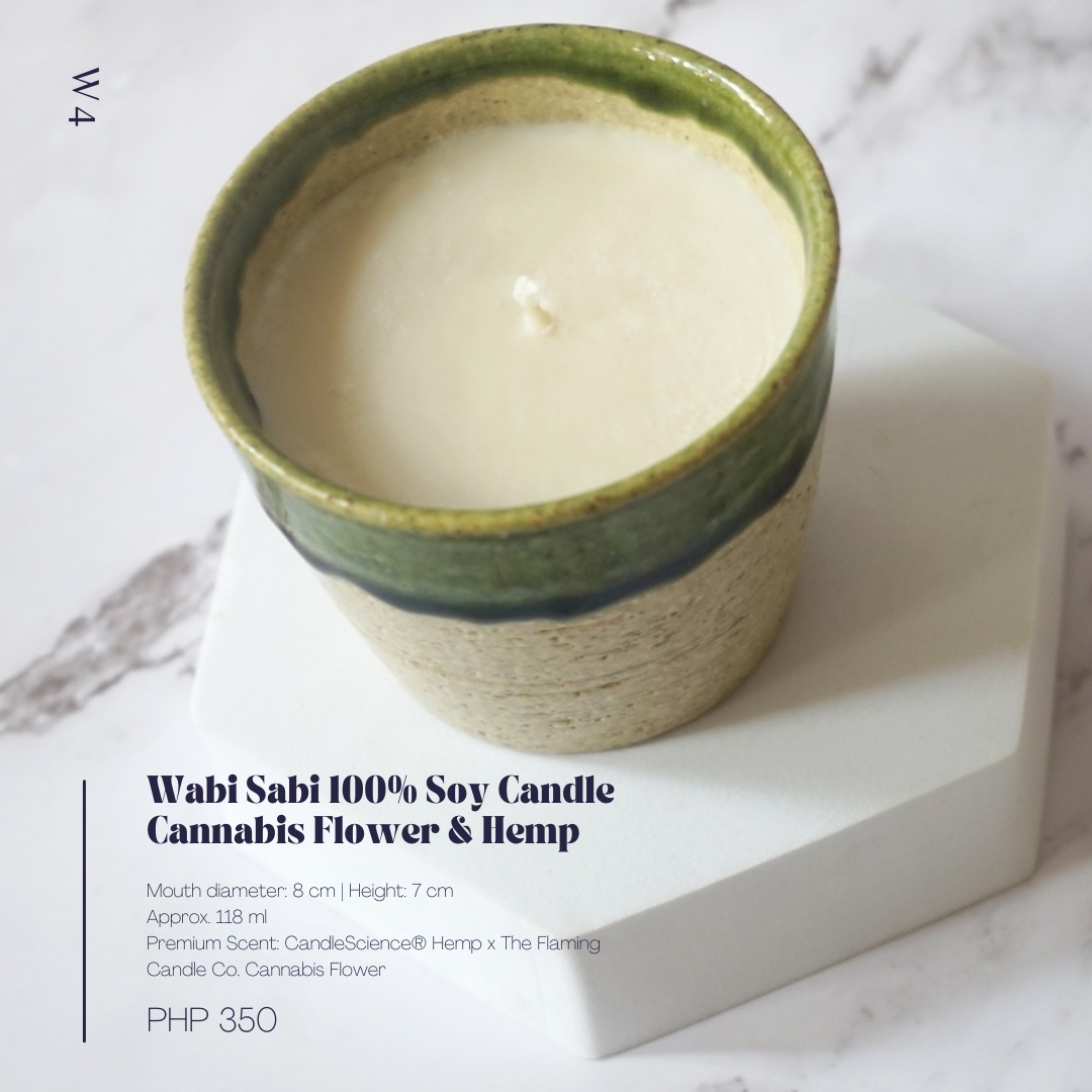 Wabi Sabi Cannabis Flower & Hemp Soy Candle Candles for Men, Furniture & Home Living, Home