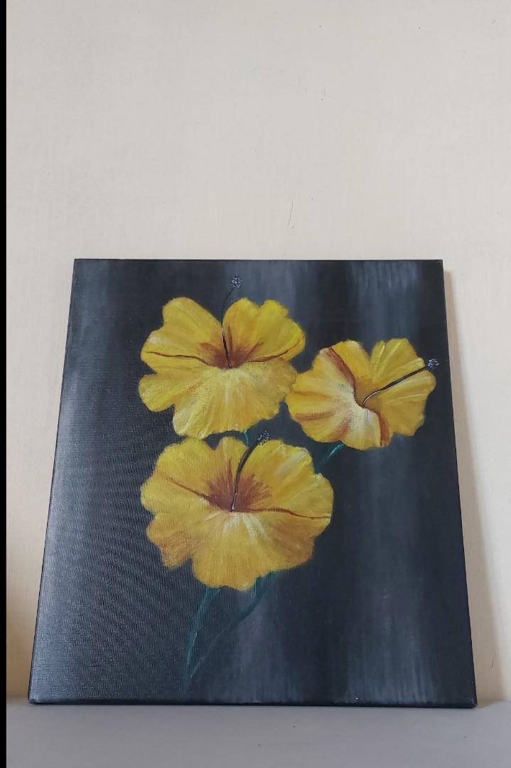 Yellow Flower Acrylic Painting - Canvas 16