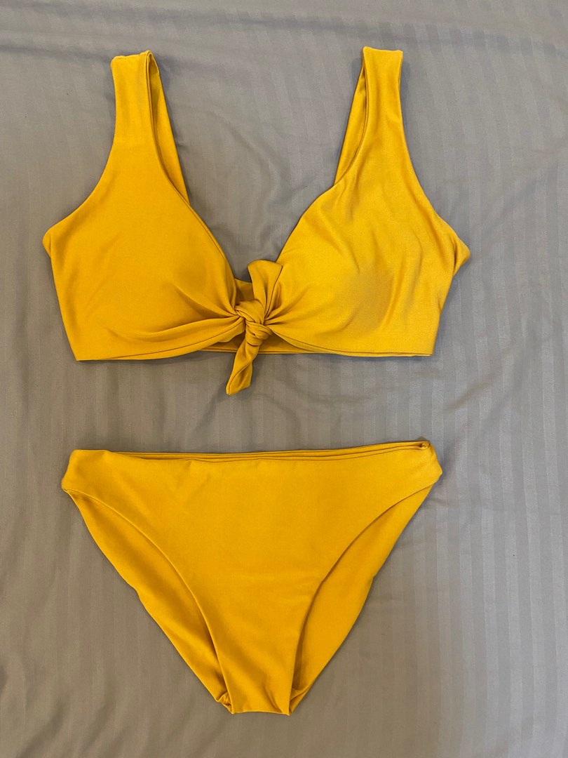 Yellow twopiece swimsuit, Women's Fashion, Swimwear, Bikinis & Swimsuits on Carousell