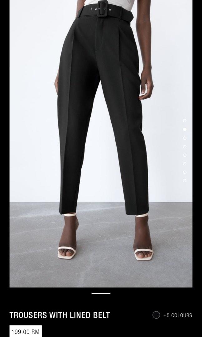 Zara black belted trousers sales