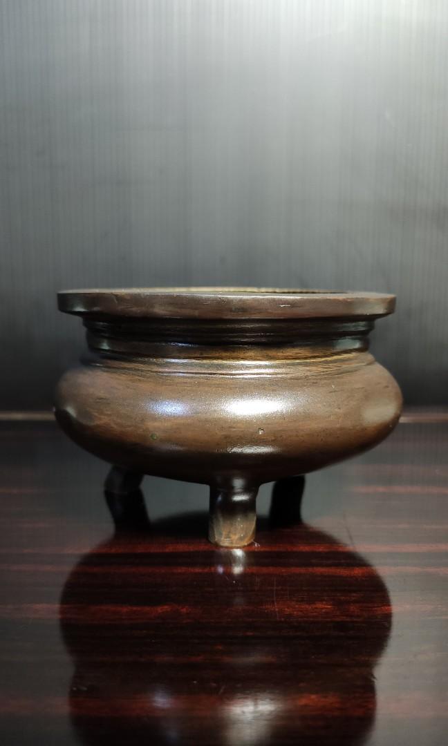 手彫木銅製花器