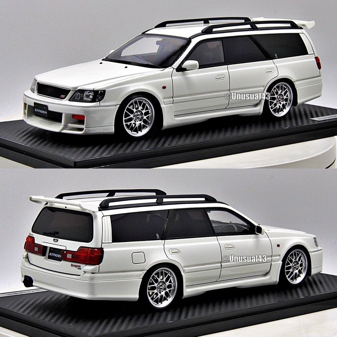 1/18 Ignition Model Nissan STAGEA 260RS Pearl White, Hobbies