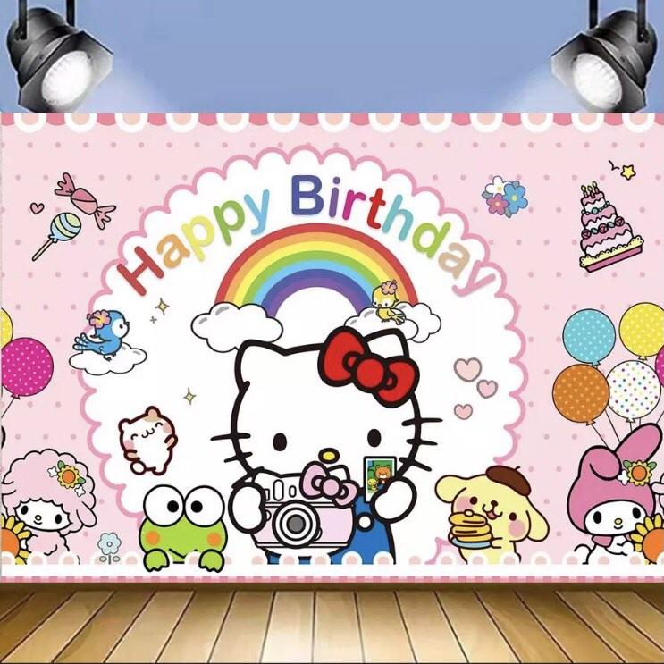 150x100cm Hello Kitty Backdrop Birthday Party Banner Sanrio Decorations,  Hobbies & Toys, Stationery & Craft, Occasions & Party Supplies on Carousell