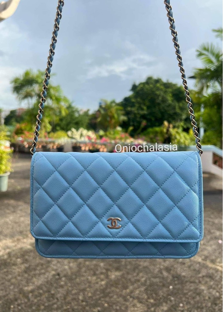 22S 🦄 CHANEL Wallet on Chain WOC in Sky Blue CAVIAR GHW ✨ Authentic  Chanel, Luxury, Bags & Wallets on Carousell