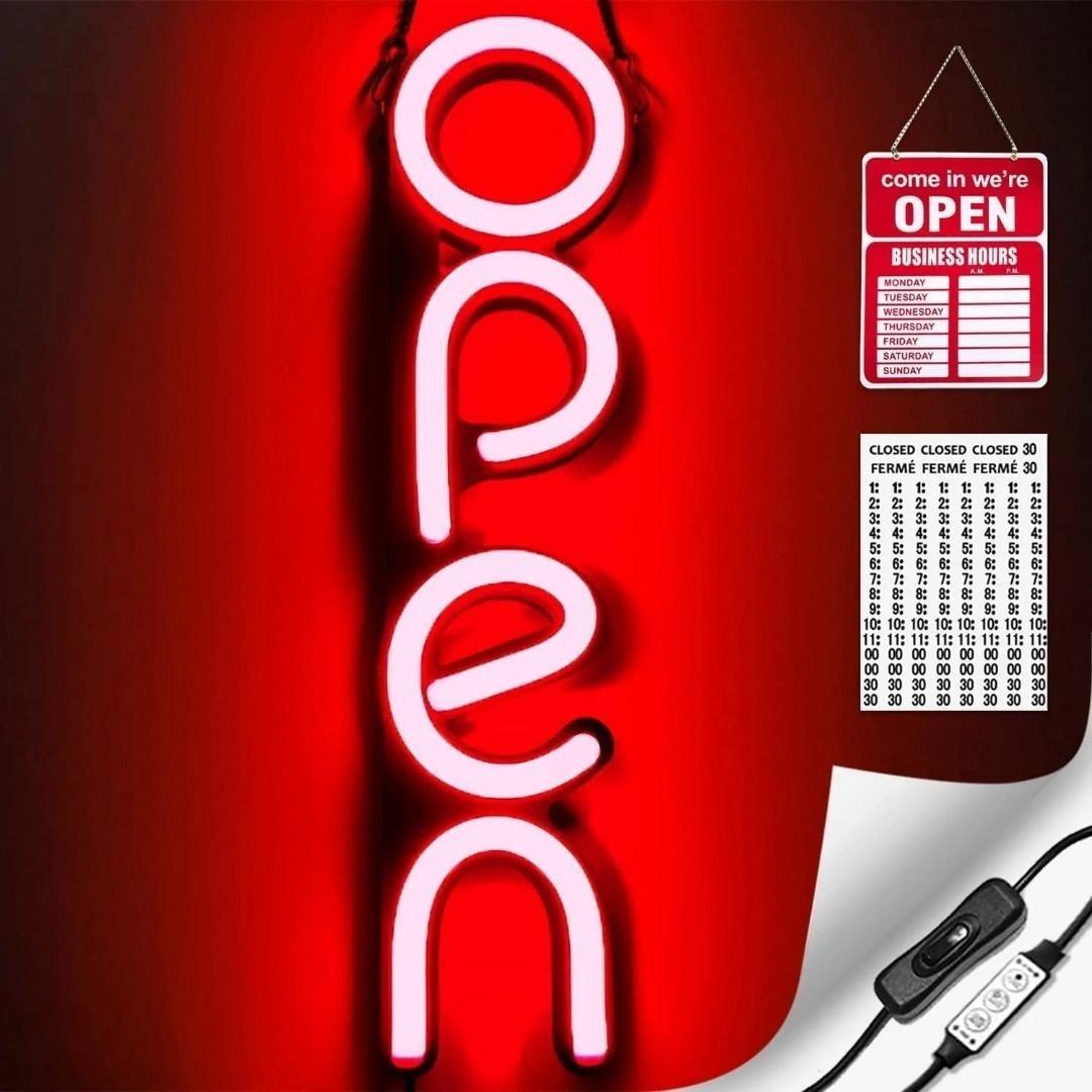 2334] Vertical LED Neon Open Sign Light for Business with Switch Red,  Furniture  Home Living, Lighting  Fans, Lighting on Carousell
