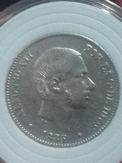 50c Alfonso silver coin year 1885 sharp details