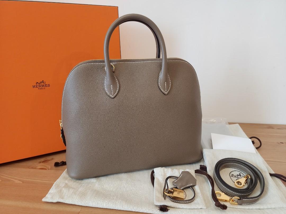 HERMES Taurillon Novillo 1923 Bolide 30 Gris Asphalte 405695