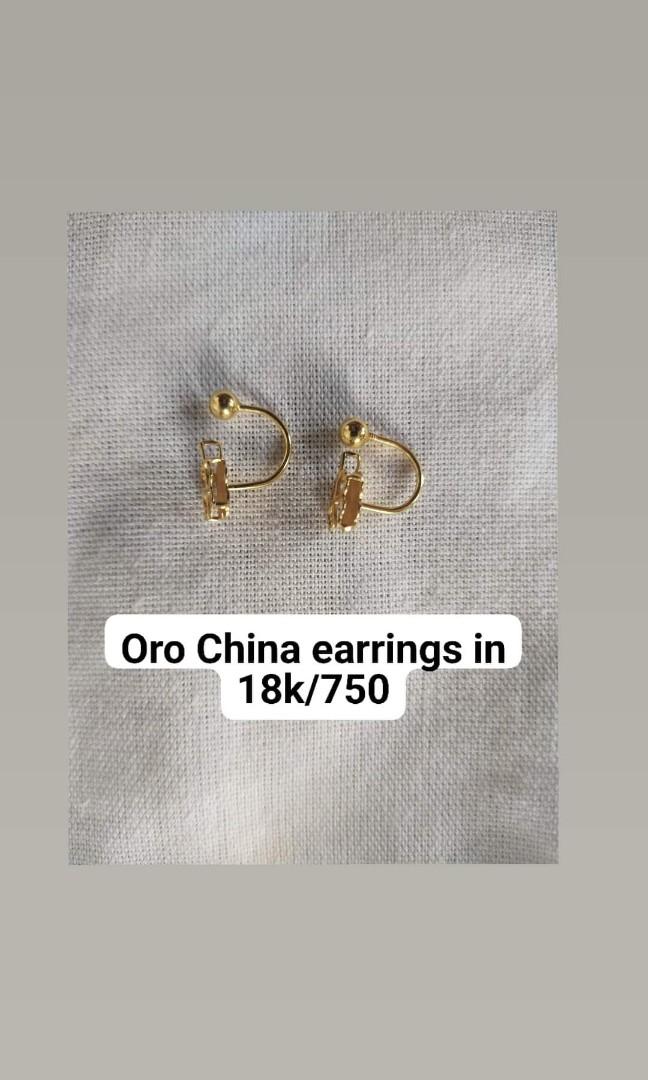 Authentic Oro China Gold earrings, Women's Fashion, Jewelry