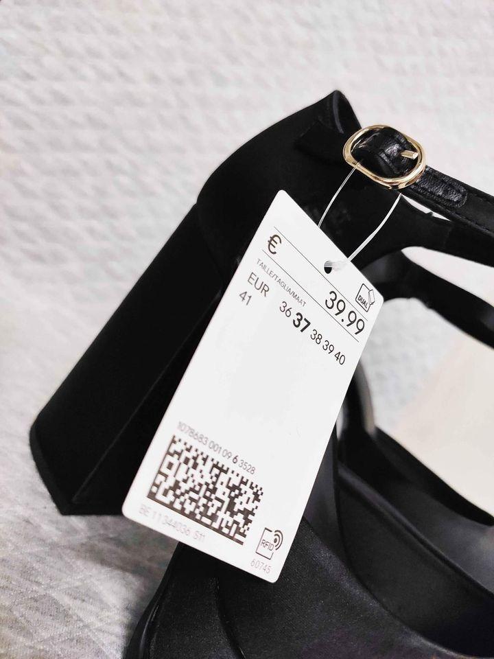 Brand New H M Satin Blocked Heels Black With tag no box EUR