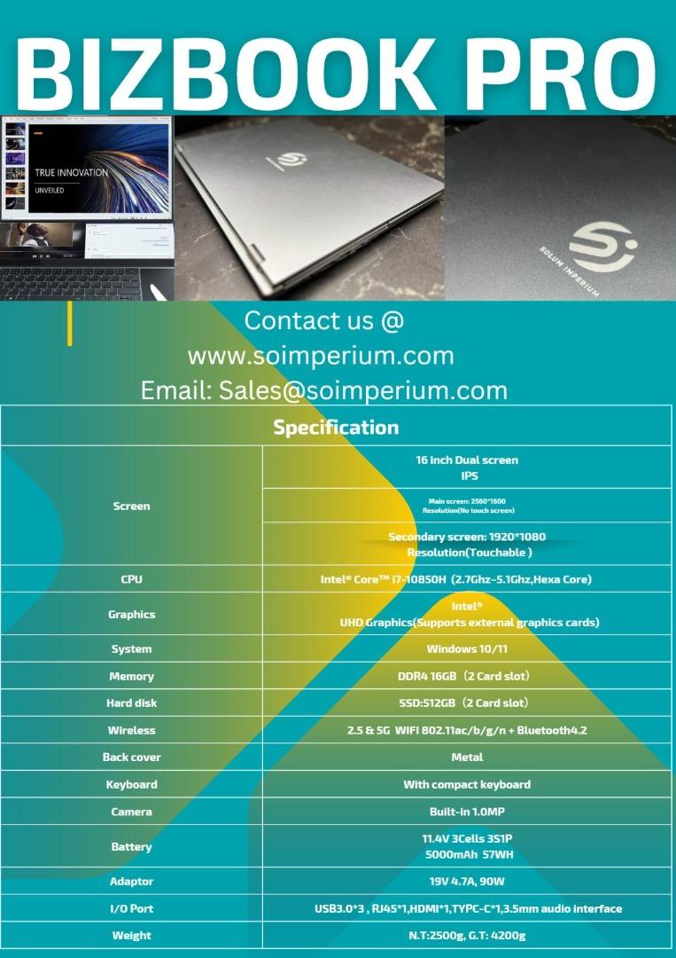 Business book Dual Screen Laptop with secondary screen touch enable