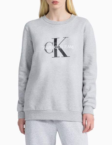 Calvin Klein Monogram Logo Sweatshirt Hoodie Sweater Jacket in Light Grey,  Women's Fashion, Tops, Others Tops on Carousell