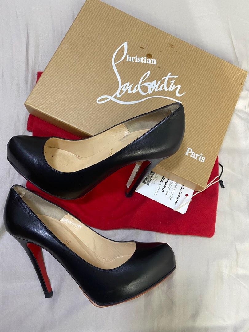 Christian Louboutin Rolando 120 Kid Black Heels Pumps Leather