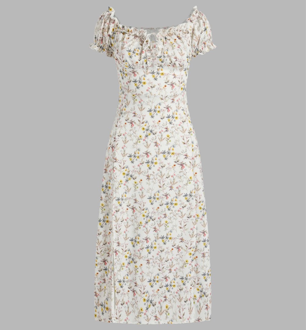 CIDER ditsy floral puff sleeve corset dress, Women's Fashion, Dresses