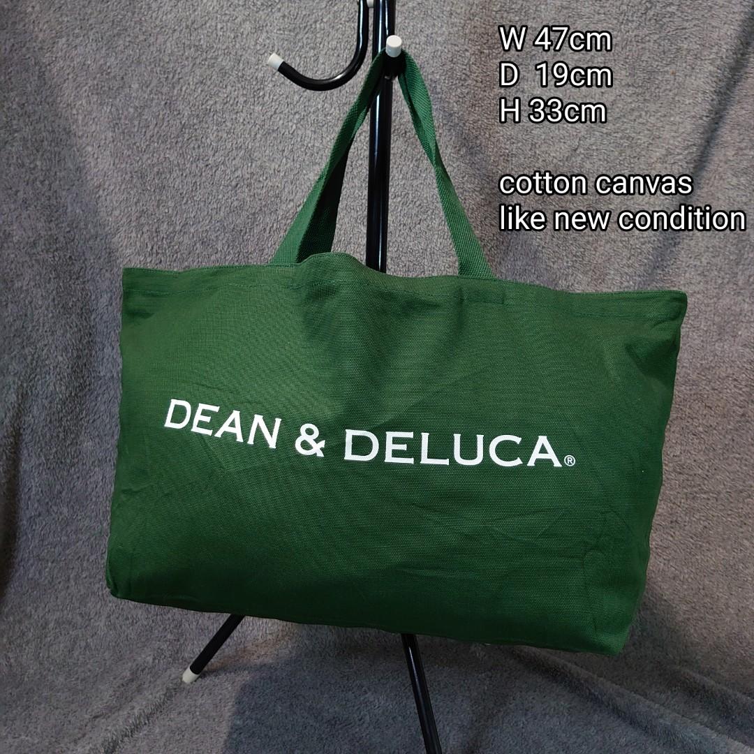 dean deluca large open tote bag cotton canvas green L