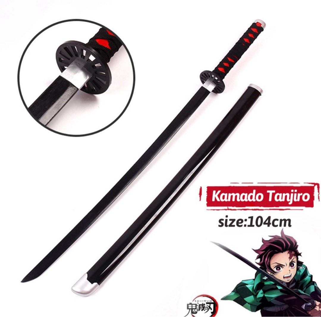 Demon Slayer Cosplay Wooden Sword - 80cm Tanjiro Kamado Replica For LARP, Parties & Costumes