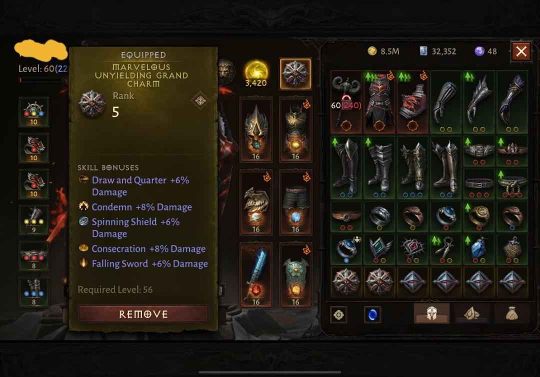 Diablo Immortal Account 3k+ Reso Crusader for sale, Video Gaming