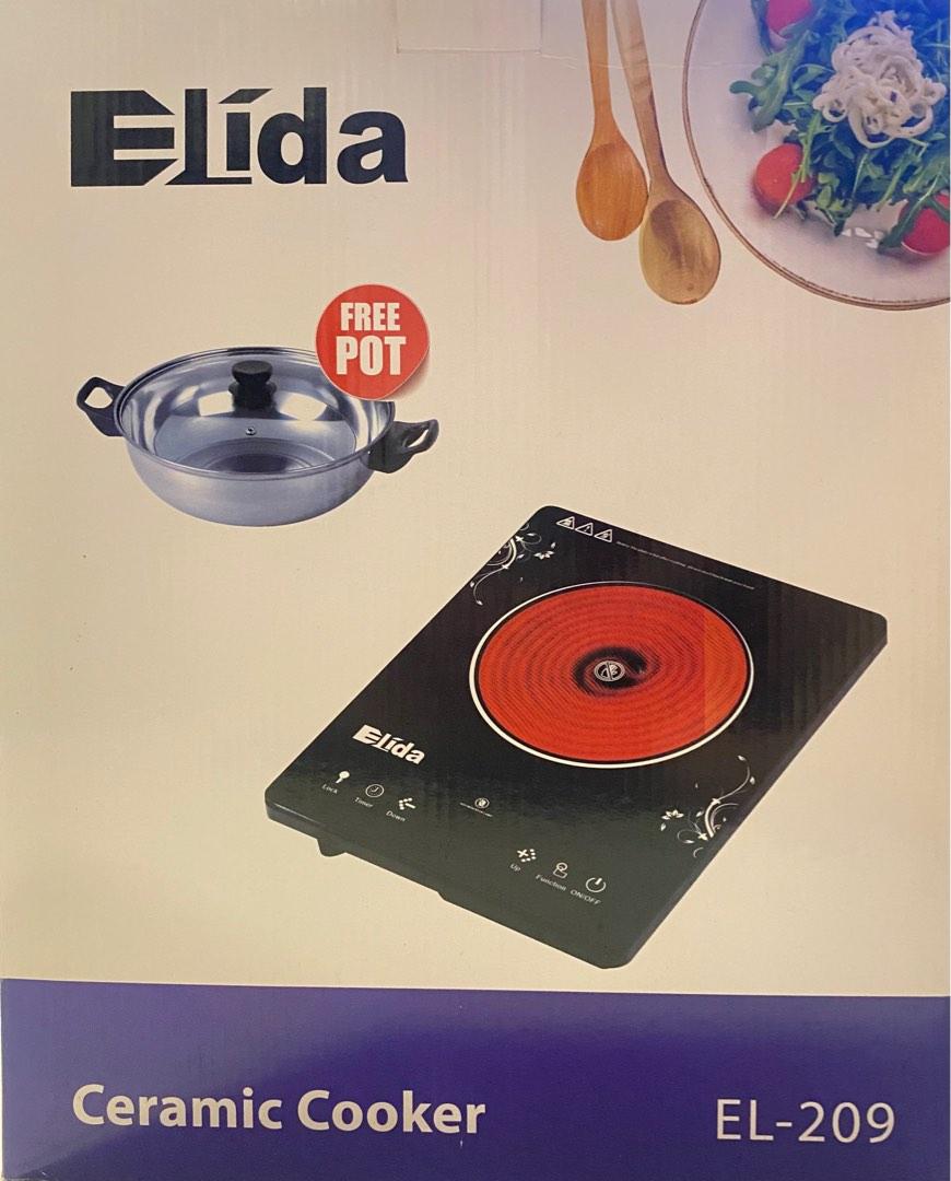 Elida ceramic cooker with pot & lid, TV & Home Appliances, Kitchen
