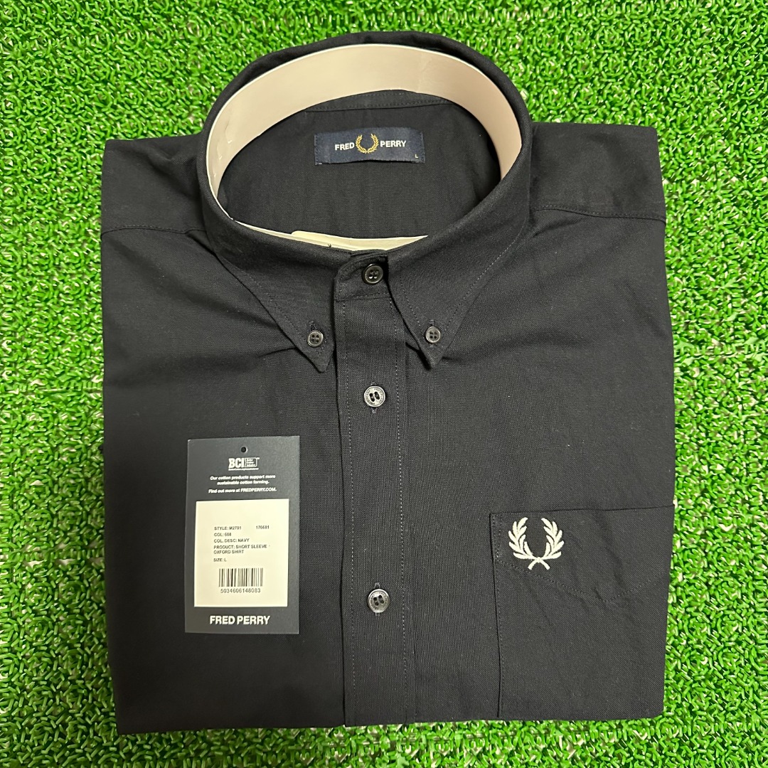 Fred perry short hotsell sleeve oxford shirt black