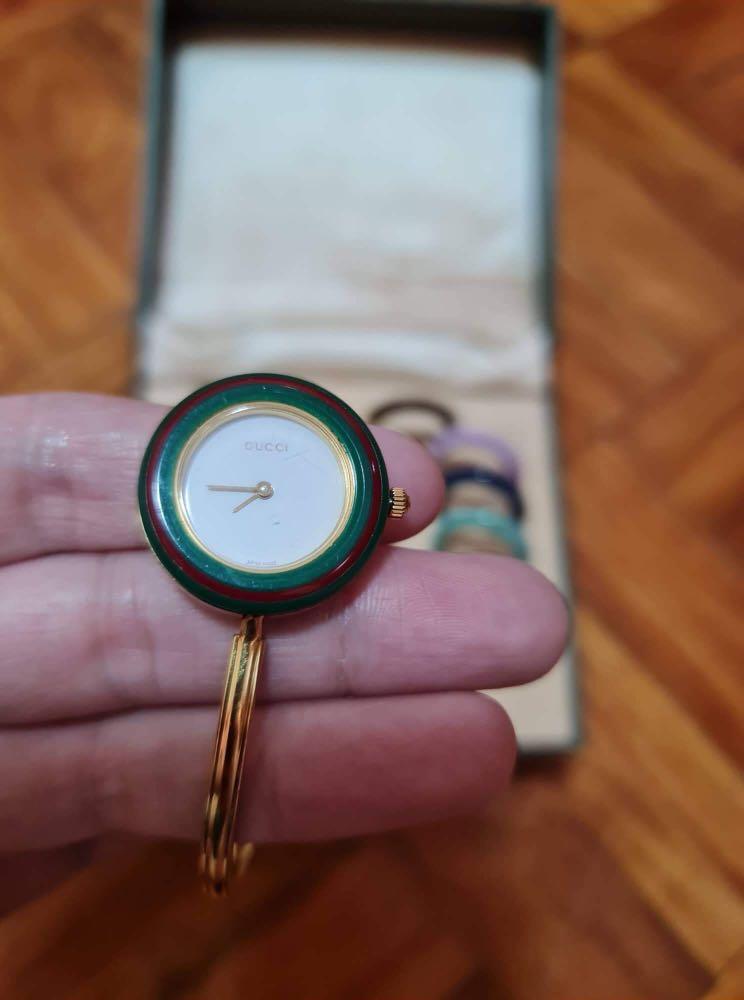 Gucci watch (Category: Women's Watches) located in Navotas City. Submitted by _strawberrymelon (Listing ID 1192525782, Image 2). Description: Original preloved gucci watch Large size With 12 original rings and box No sign of usage.