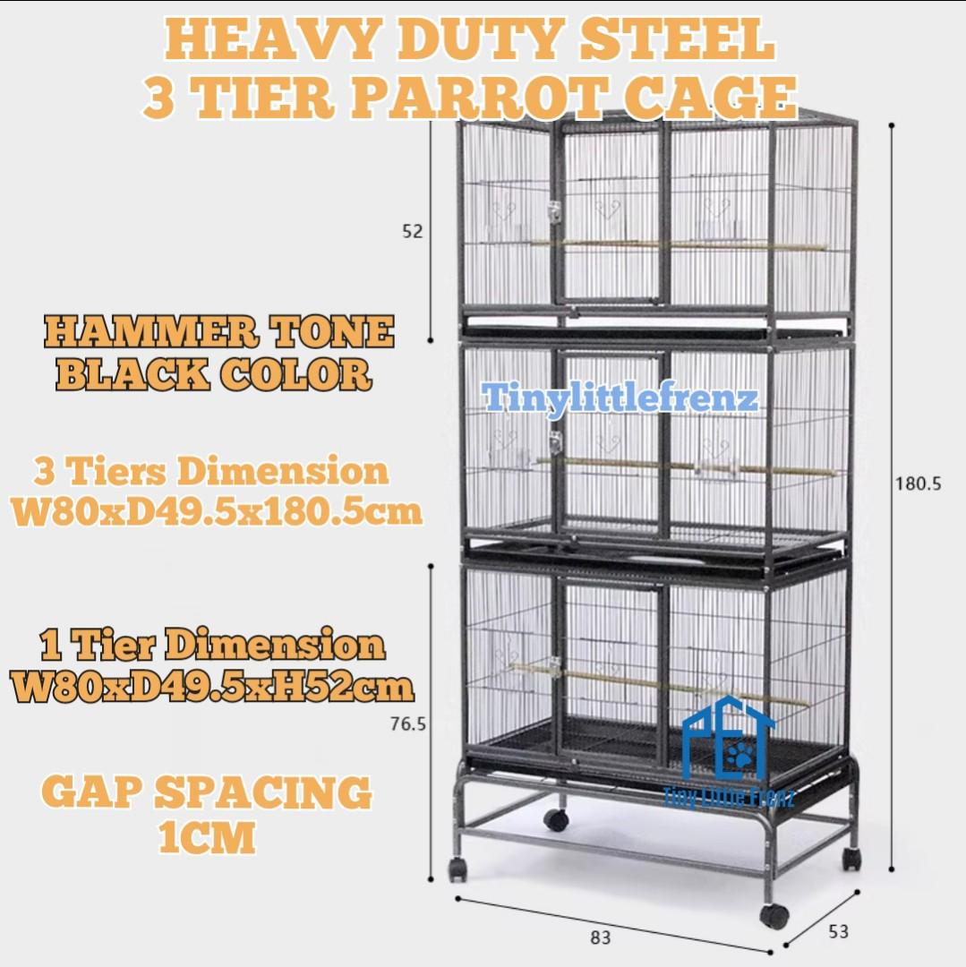 View of Heavy Duty Steel Parrot Cage 1 Tier, 2 Tier, 3 Tier T22-075, Pet ...