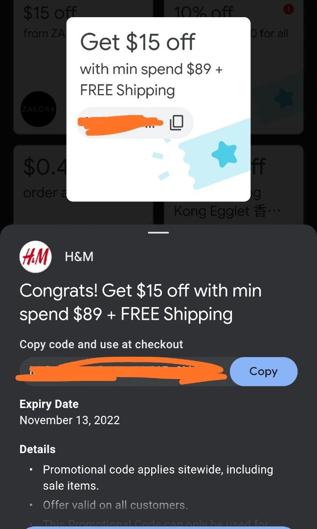 H&m 15 off hot sale code