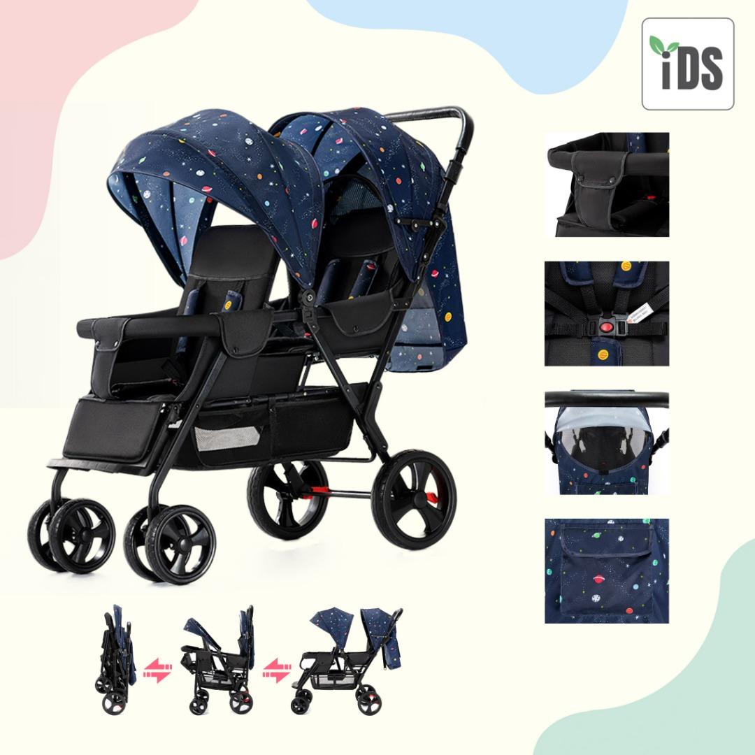 [iDS] New! Reclining Twin Stroller Double Stroller Dual Stroller Front