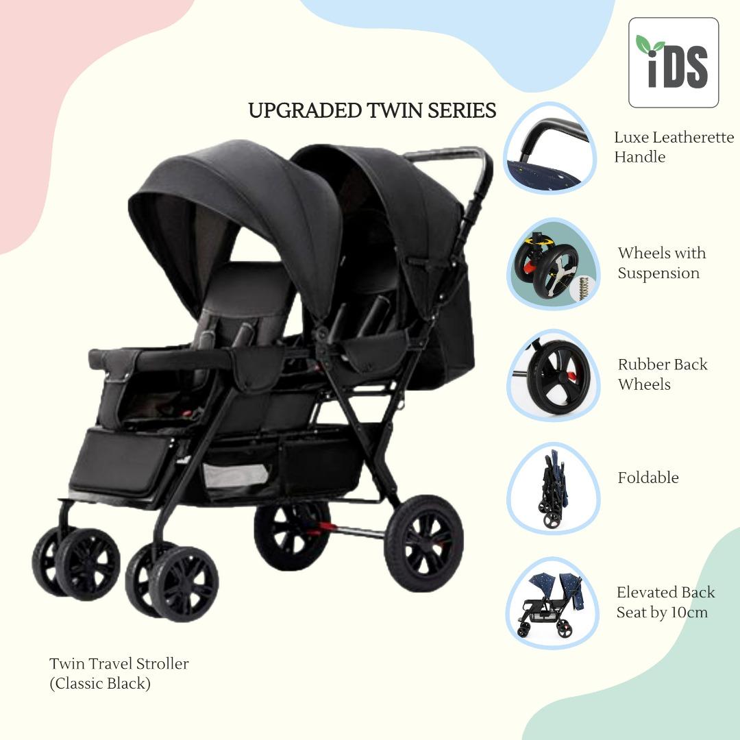 Double stroller cheap with rubber wheels