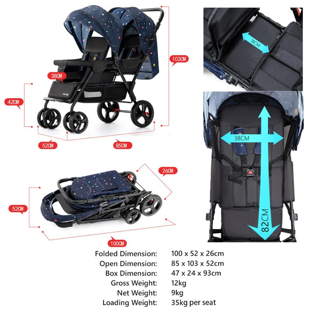 [iDS] New! Reclining Twin Stroller Double Stroller Dual Stroller Front
