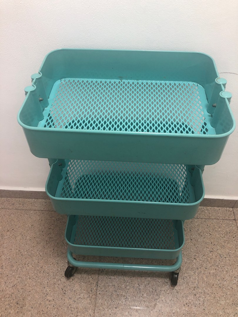 IKEA 3 tiers Raskog trolley in turquoise, Furniture & Home Living, Home