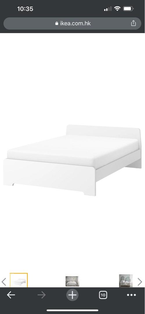 IKEA ASKVOLL Queen Bed with Lonset Bed Base, 傢俬＆家居, 傢俬, 床架及床褥 Carousell