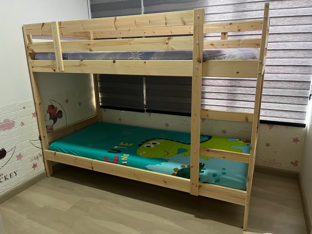 Ikea bunk bed with mattress, Furniture & Home Living, Furniture, Bed