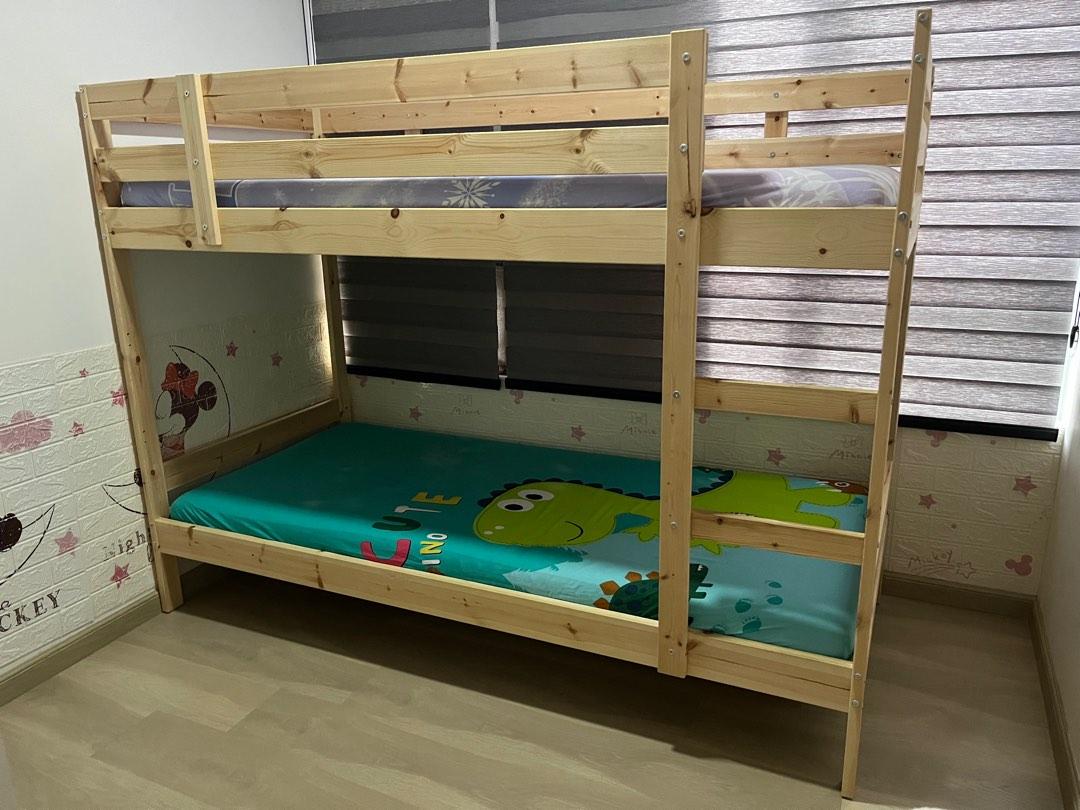 Ikea bunk bed with mattress, Furniture & Home Living, Furniture, Bed