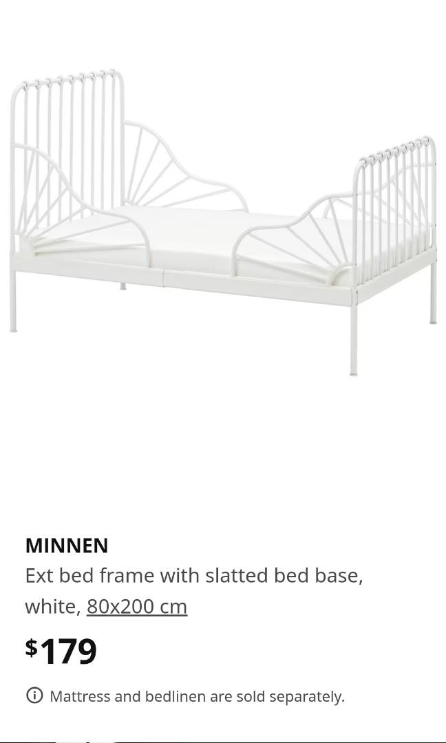 Ikea minnen extendable bed frame, Furniture & Home Living, Furniture