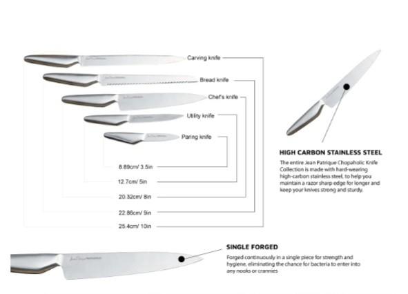 Professional Chef's Knife - 8 inch, Stainless Steel, Chopaholic Knife - by Jean Patrique