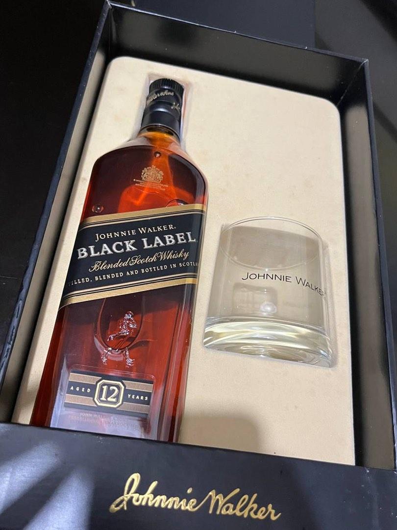 Johnnie Walker Black Label 1L with Glass, Food & Drinks, Beverages on