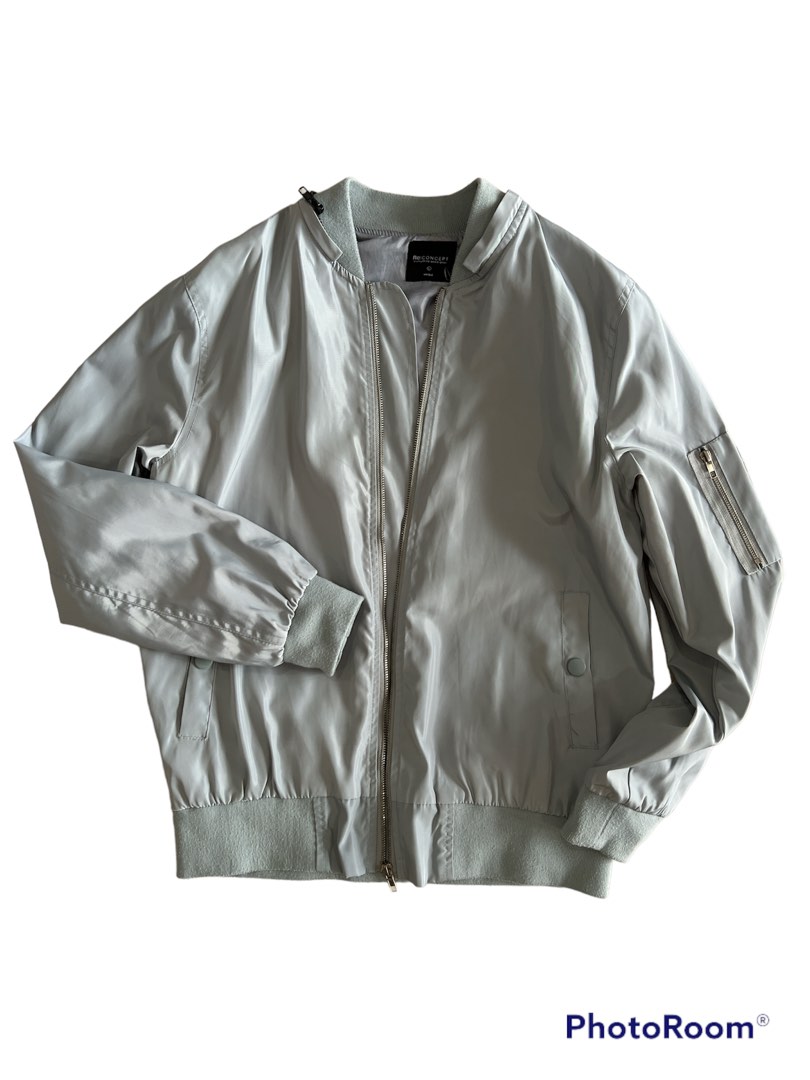 Light Blue Bomber Jacket, Women's Fashion, Coats, Jackets and Outerwear