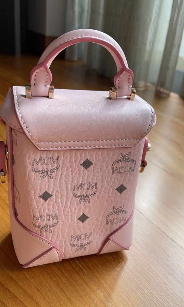 MCM Pink Jacquard & Leather Small Mini Size Shoulder Bag New Sealed