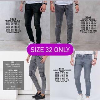 Men Skinny Ripped Jeans Grey Basic Jeans Stretch