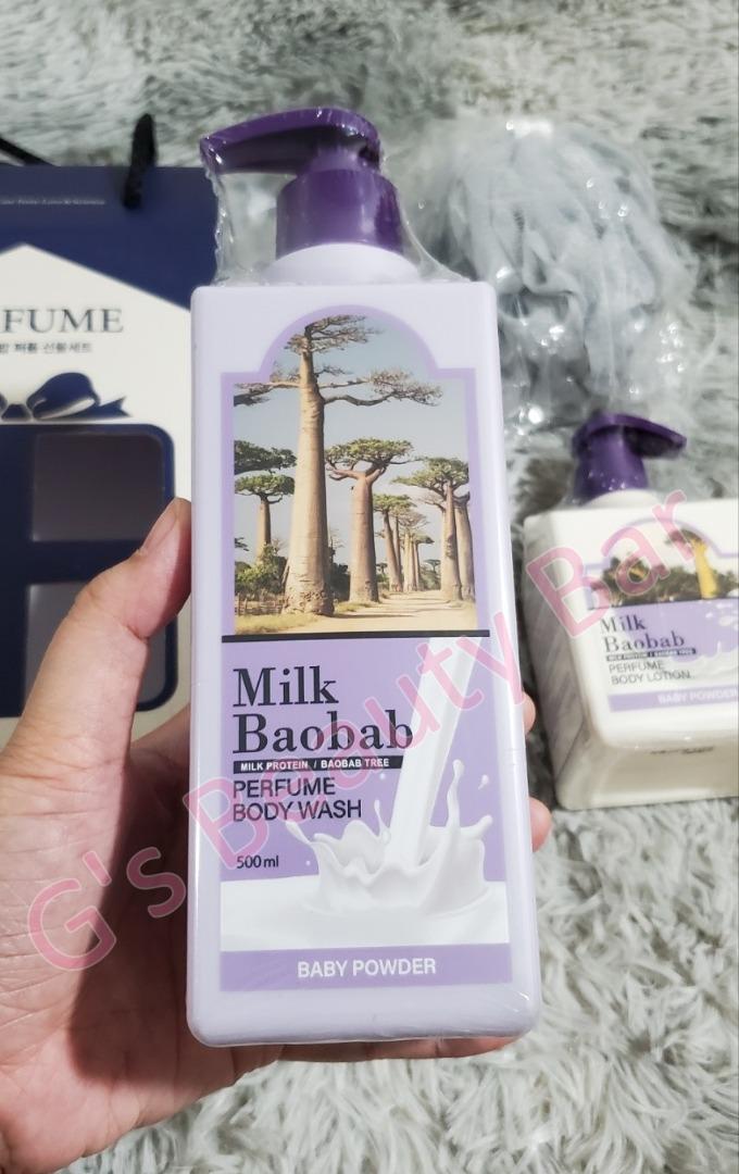 Milk Baobab Perfume Body Wash Baby Powder Gift Set Authentic Korean