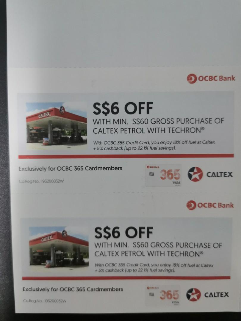 Ocbc 365 Caltex petrol voucher, Tickets & Vouchers, Vouchers on Carousell