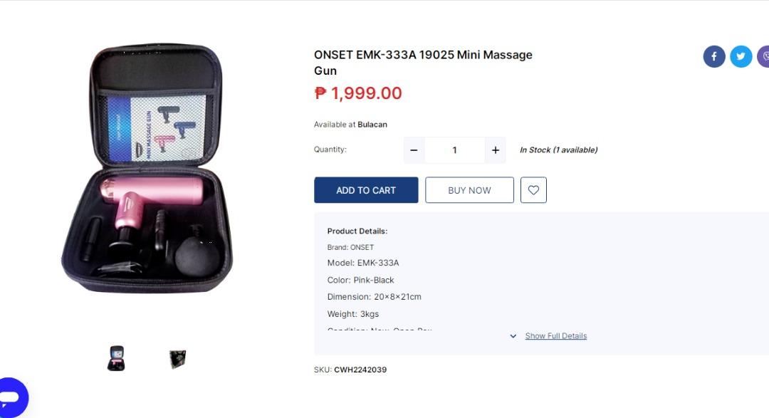 ONSET EMK333A 19025 Mini Massage Gun, Health & Nutrition, Massage